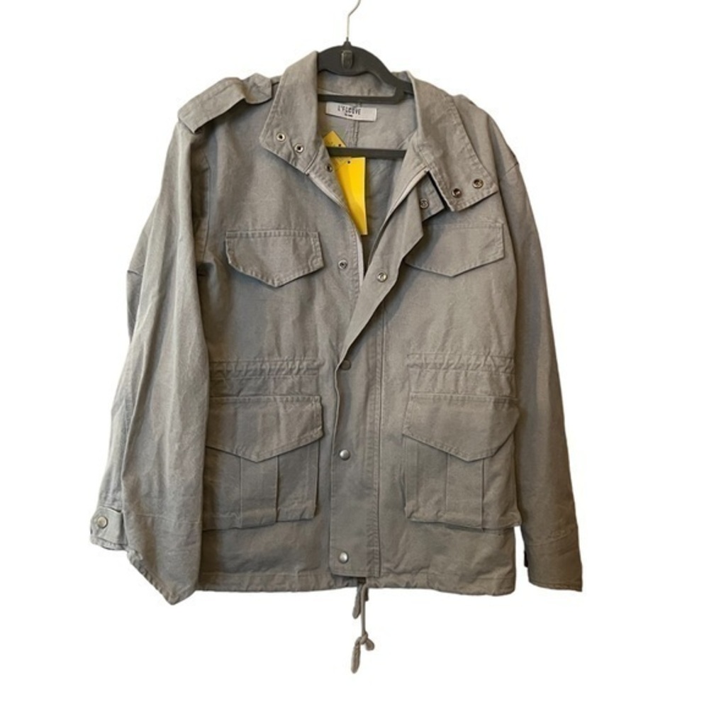 NWT L’Eccove Helsinki Gray Cotton Canvas Military Field Jacket